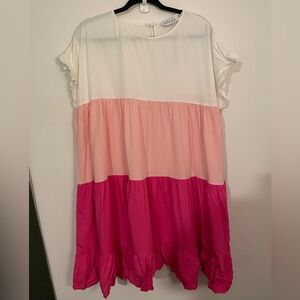 Petal & Pup White and Pink Tiered Dress